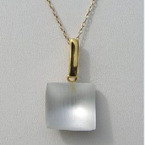 Vintage ALEXIS BITTAR White Iridescent Lucite Pendant Necklace